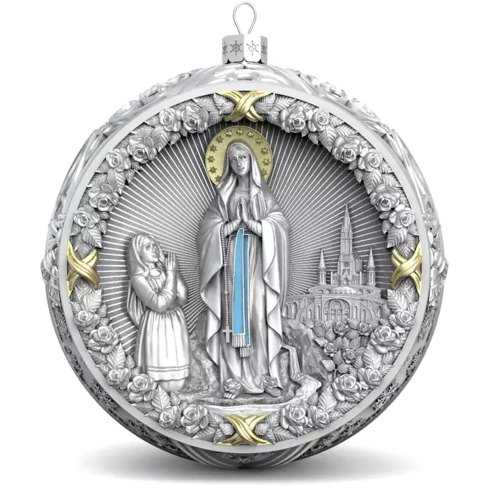 Gift set with balls and the icon "Our Lady of Kazan in red" made of silver, 6 balls